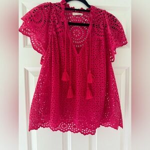 Ulla Johnson size 8 (medium) cotton magenta blouse like new
